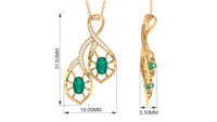 Natural Emerald Statement Necklace with Diamond for Women