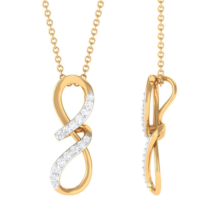 Certified diamond twisted infinity pendant necklace by Rosec Jewels featuring sparkling diamonds and elegant design.