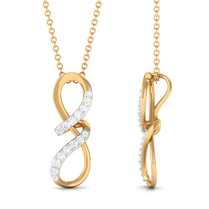 Certified diamond twisted infinity pendant necklace by Rosec Jewels featuring sparkling diamond accents and elegant design.
