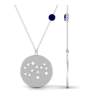 Real Blue Sapphire Diamond Virgo Zodiac Necklace for Women