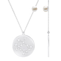 Freshwater Pearl and Diamond Zodiac Gemini Necklace