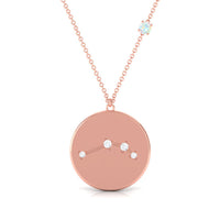 Natural Ethiopian Opal Diamond Zodiac Libra Constellation Necklace