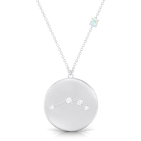 Natural Ethiopian Opal Diamond Zodiac Libra Constellation Necklace