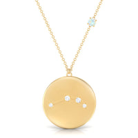 Natural Ethiopian Opal Diamond Zodiac Libra Constellation Necklace