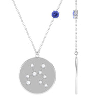 Tanzanite and Diamond Sagittarius Constellation Disc Necklace