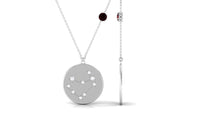 Garnet and Diamond Capricorn Zodiac Disc Pendant Necklace