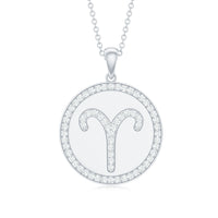 Certified Moissanite Aries Zodiac Disc Pendant