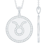 Certified Moissanite Taurus Zodiac Coin Necklace Pendant