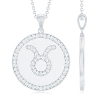 Certified Moissanite Taurus Zodiac Coin Necklace Pendant