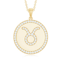 Certified Moissanite Taurus Zodiac Coin Necklace Pendant
