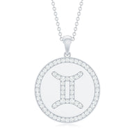 Gemini Zodiac Sign Pendant with Pave Set Moissanite