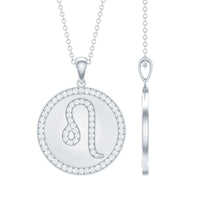 Certified Moissanite Zodiac Leo Pendant with Disc