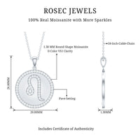 Certified Moissanite Zodiac Leo Pendant with Disc