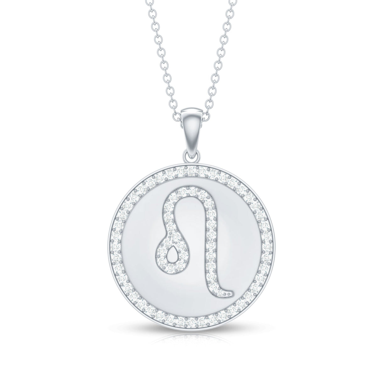 Certified Moissanite Zodiac Leo Pendant with Disc