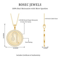 Certified Moissanite Zodiac Leo Pendant with Disc