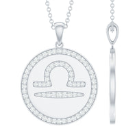 Certified Moissanite and Disc Libra Zodiac Pendant