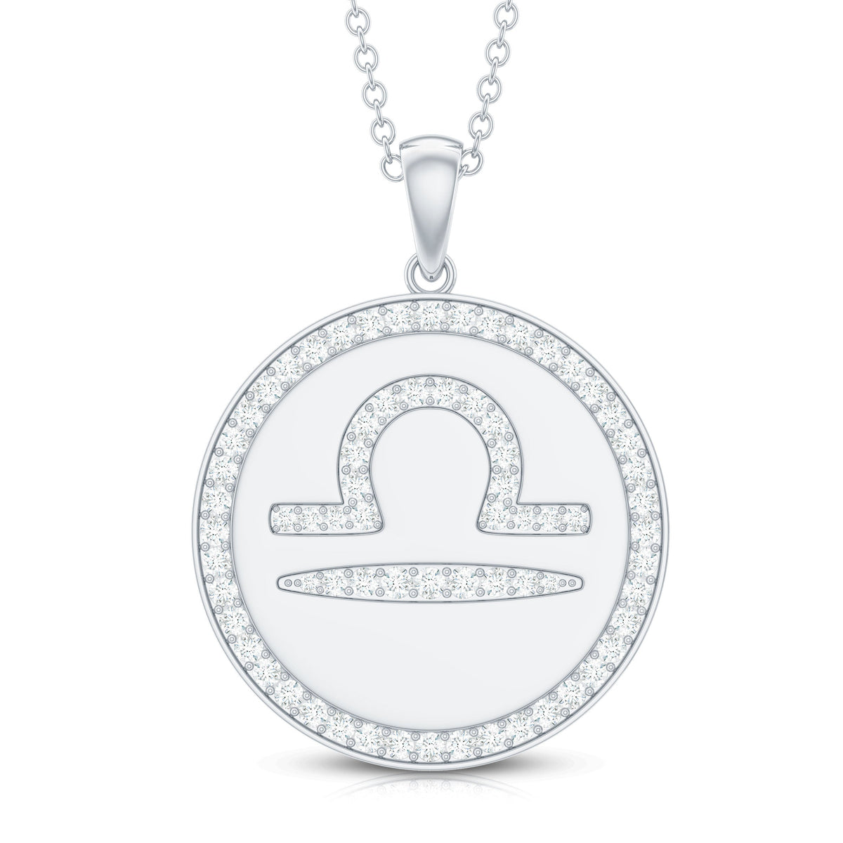 Certified Moissanite and Disc Libra Zodiac Pendant