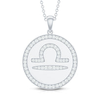 Certified Moissanite and Disc Libra Zodiac Pendant