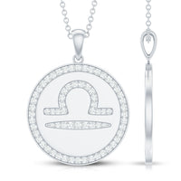 Certified Moissanite and Disc Libra Zodiac Pendant
