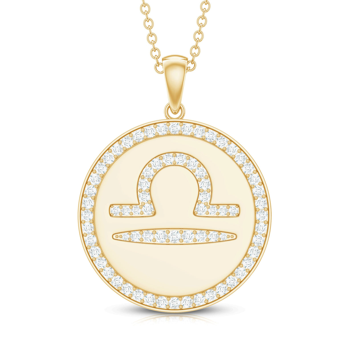 Certified Moissanite and Disc Libra Zodiac Pendant