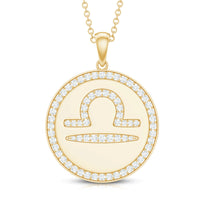 Certified Moissanite and Disc Libra Zodiac Pendant