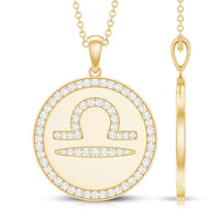 Certified Moissanite and Disc Libra Zodiac Pendant