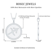 Moissanite and Disc Sagittarius Zodiac Sign Pendant