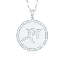 Moissanite and Disc Sagittarius Zodiac Sign Pendant