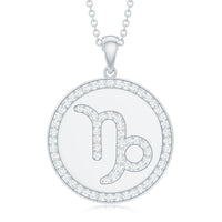 Certified Moissanite Disc Capricorn Zodiac Pendant