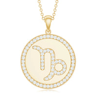 Certified Moissanite Disc Capricorn Zodiac Pendant