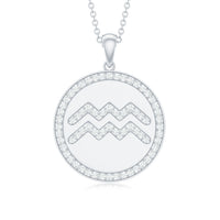 Moissanite Disc Aquarius Zodiac Pendant Necklace for Women