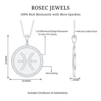 Certified Moissanite Pisces Zodiac Pendant with Disc