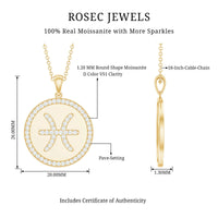 Certified Moissanite Pisces Zodiac Pendant with Disc