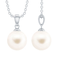 Natural 7.48 Carat Freshwater Pearl Solitaire Pendant Necklace