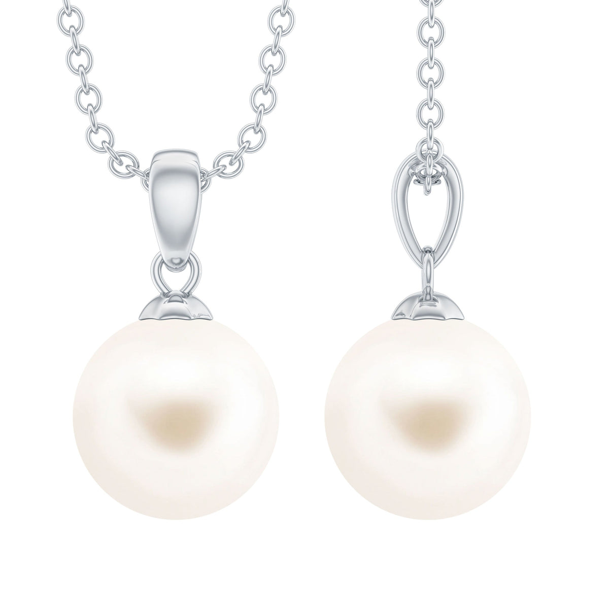 Natural 8MM Freshwater Pearl Solitaire Drop Necklace With Chain