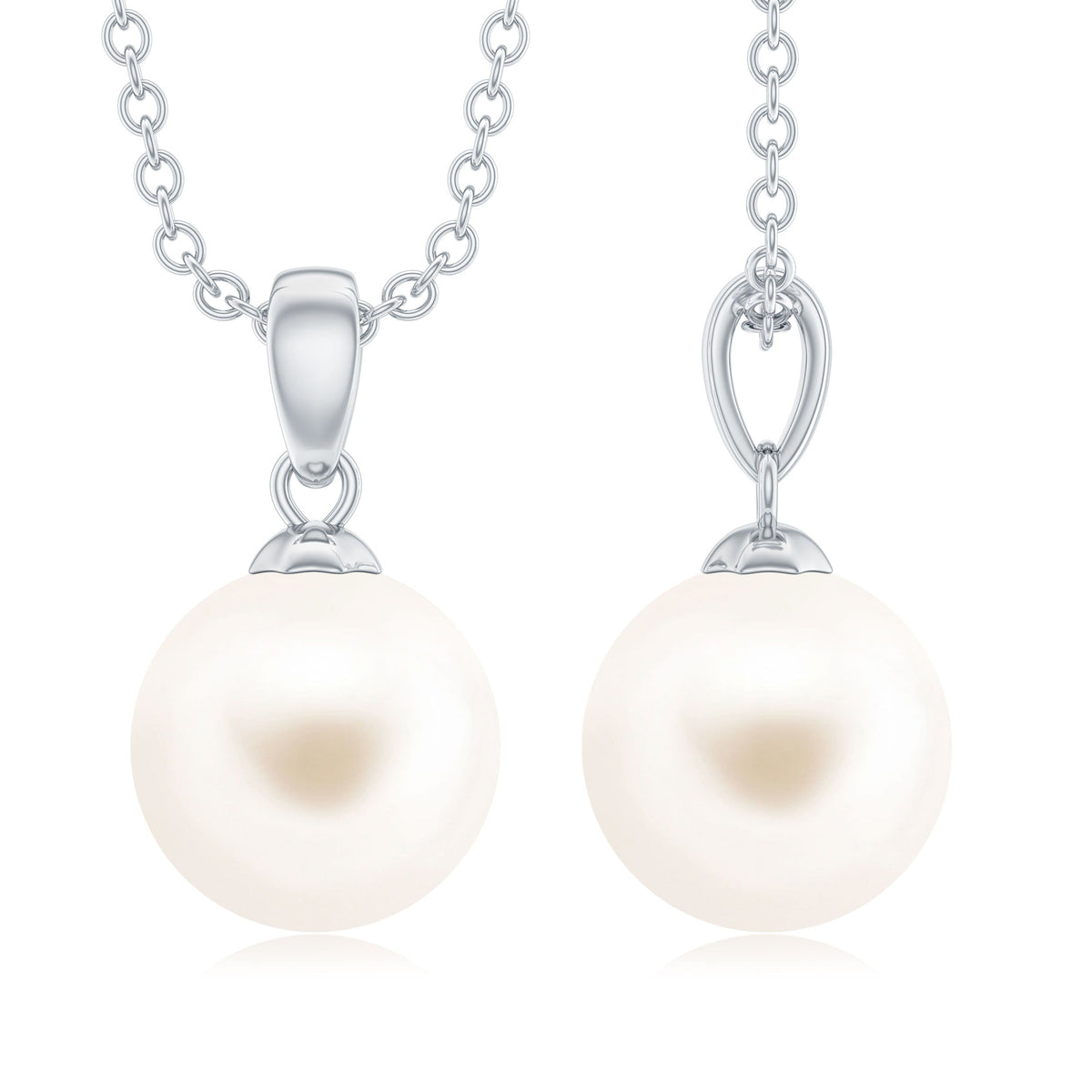 Natural 8MM Freshwater Pearl Solitaire Drop Necklace With Chain