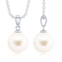 Natural 8MM Freshwater Pearl Solitaire Drop Necklace With Chain