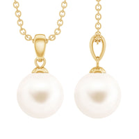 Natural 8MM Freshwater Pearl Solitaire Drop Necklace With Chain