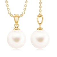 Natural 8MM Freshwater Pearl Solitaire Drop Necklace With Chain