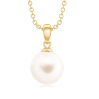 Natural 8MM Freshwater Pearl Solitaire Drop Necklace With Chain