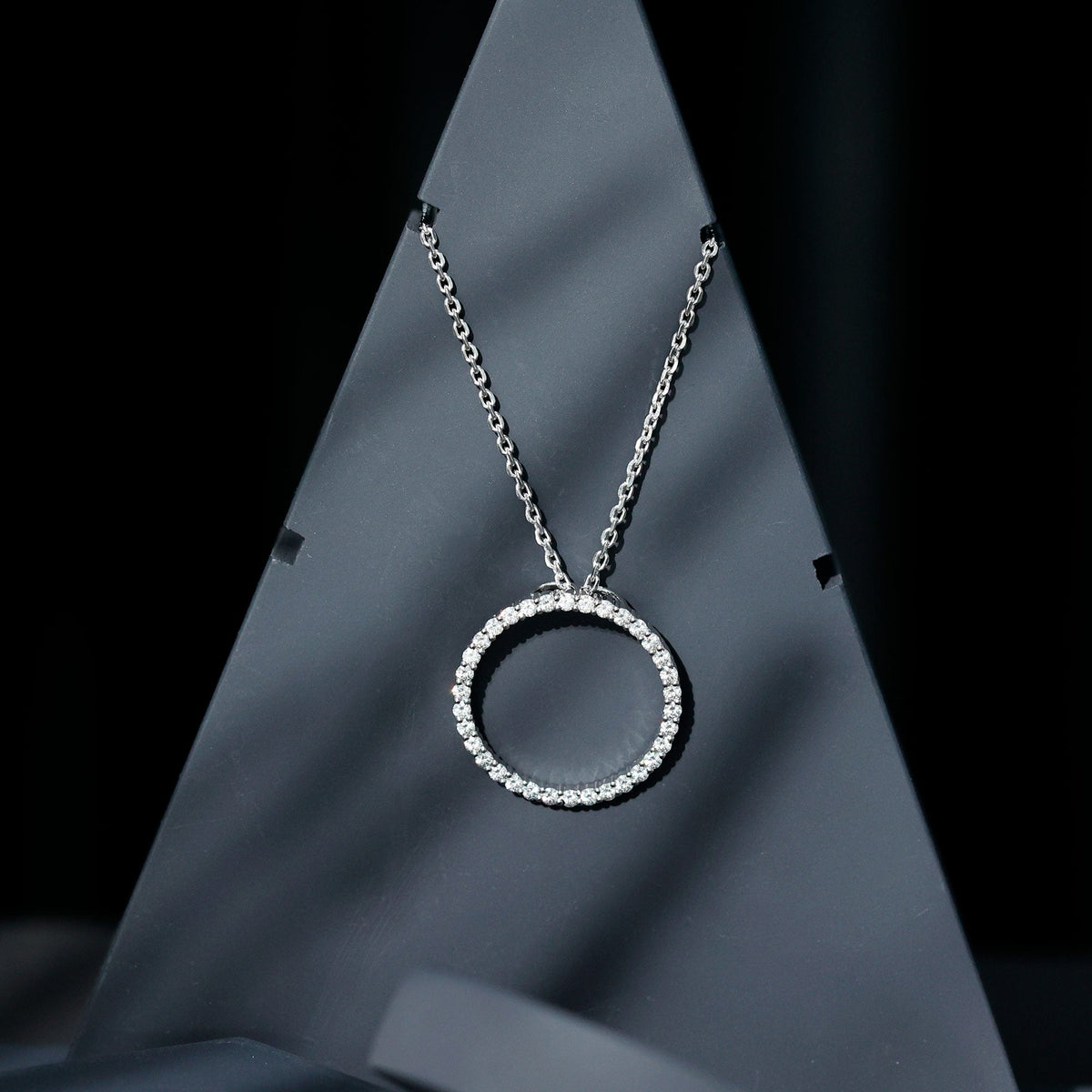 Certified Moissanite Eternity Circle Necklace with Chain