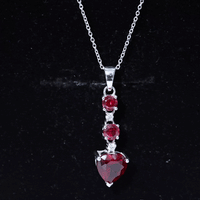 Certified 2 Carat Lab Grown Ruby Heart Necklace with Silver Chain