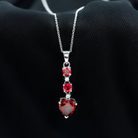 Certified 2 Carat Lab Grown Ruby Heart Necklace with Silver Chain