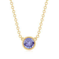 1/2 CT Tanzanite Solitaire Necklace in Bezel Setting