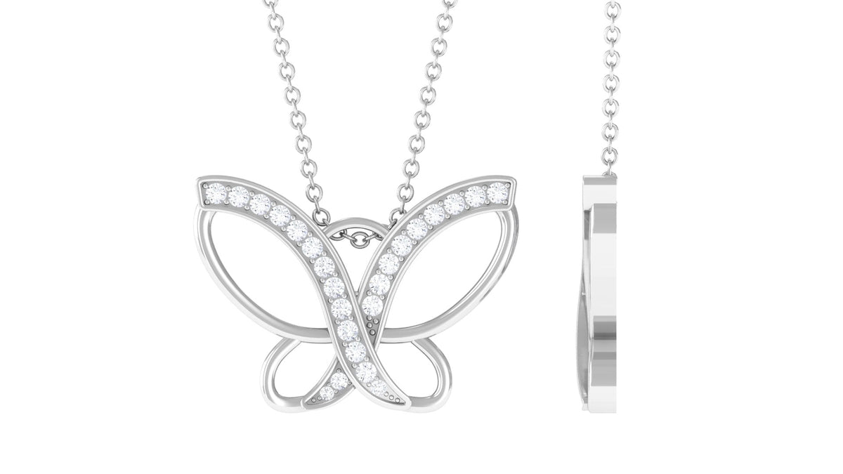 Diamond butterfly pendant necklace for women featuring a sparkling butterfly design by Rosec Jewels.