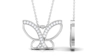 Diamond butterfly pendant necklace for women featuring a sparkling butterfly design, crafted by Rosec Jewels.