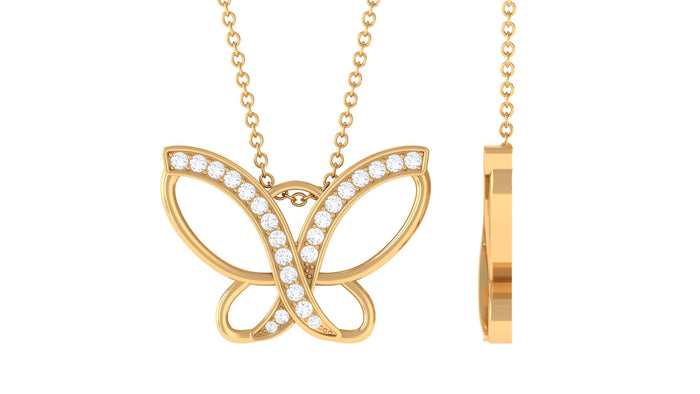 Diamond butterfly pendant necklace for women featuring a sparkling design, crafted by Rosec Jewels.