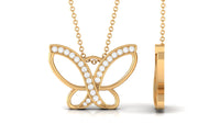 Diamond butterfly pendant necklace for women featuring a sparkling pendant from Rosec Jewels, showcasing intricate design and elegance.