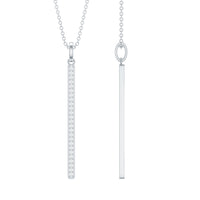 Round cut diamond bar pendant necklace for women by Rosec Jewels featuring a sleek, elegant design with sparkling diamonds.