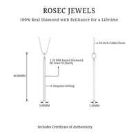 Round cut diamond bar pendant necklace for women by Rosec Jewels, featuring a sleek, elegant design with sparkling diamonds.